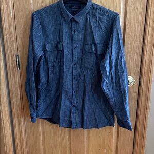 Marc Anthony Dark Blue Jean Casual Button Down Shirt